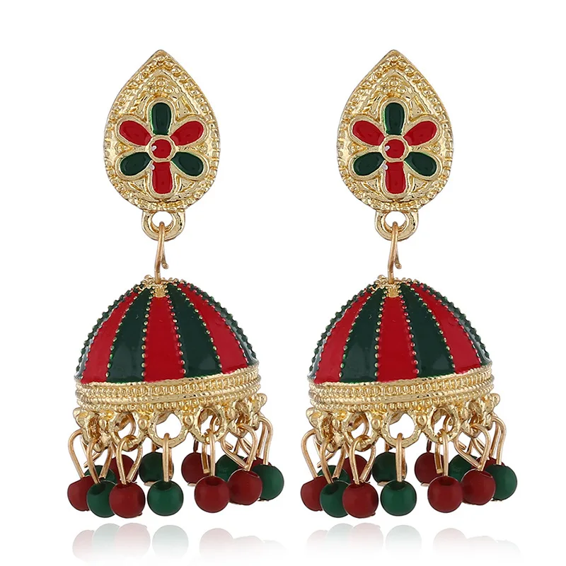 Новые этнические турецкие индийские Jhumka серьги для женщин Акриловые Бусы