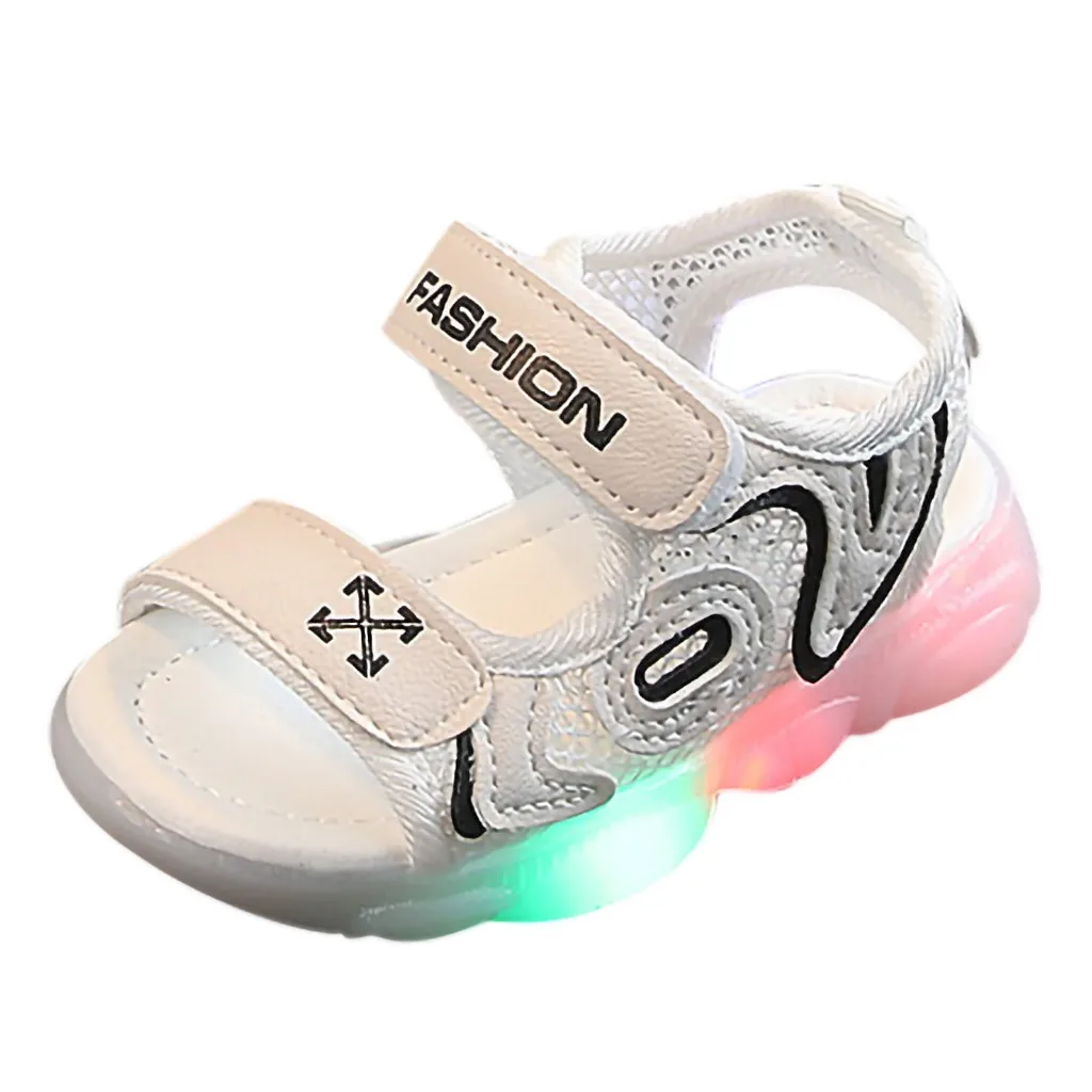 Perimedes детская летняя обувь Zapatos De Bebe Nenas пляжная с буквенным принтом Светящиеся