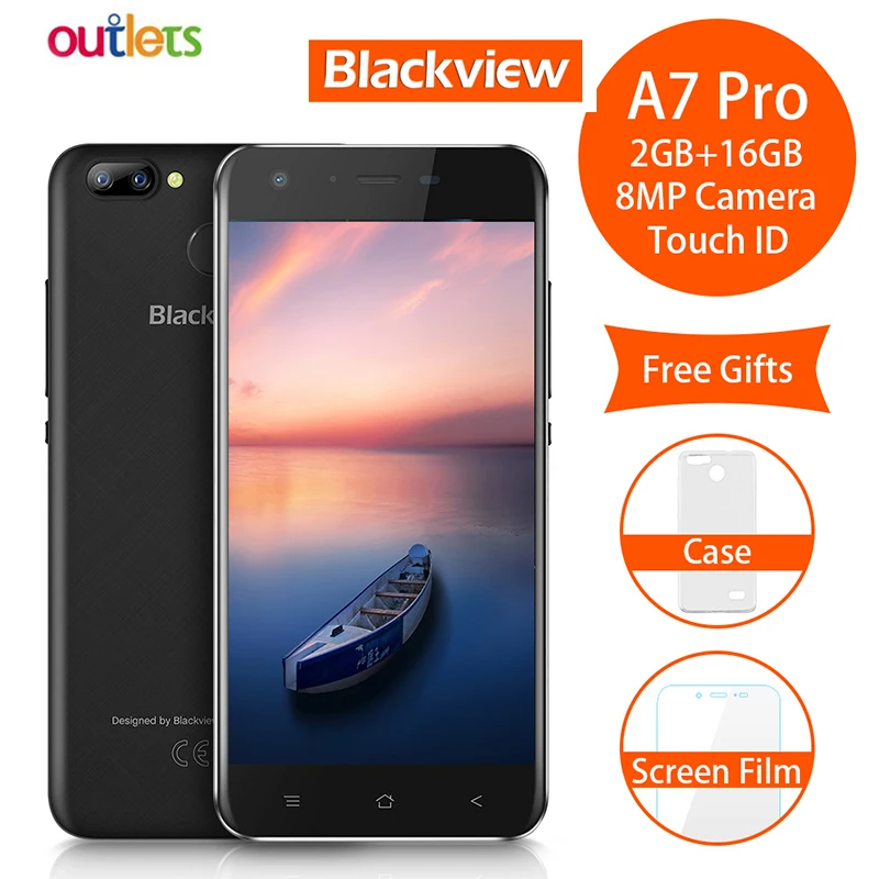 Смартфон Blackview A7 Pro 4g LTE Android 7 0 MT6737 четырехъядерный 5 дюймов 2 Гб ОЗУ 16 ПЗУ двойная