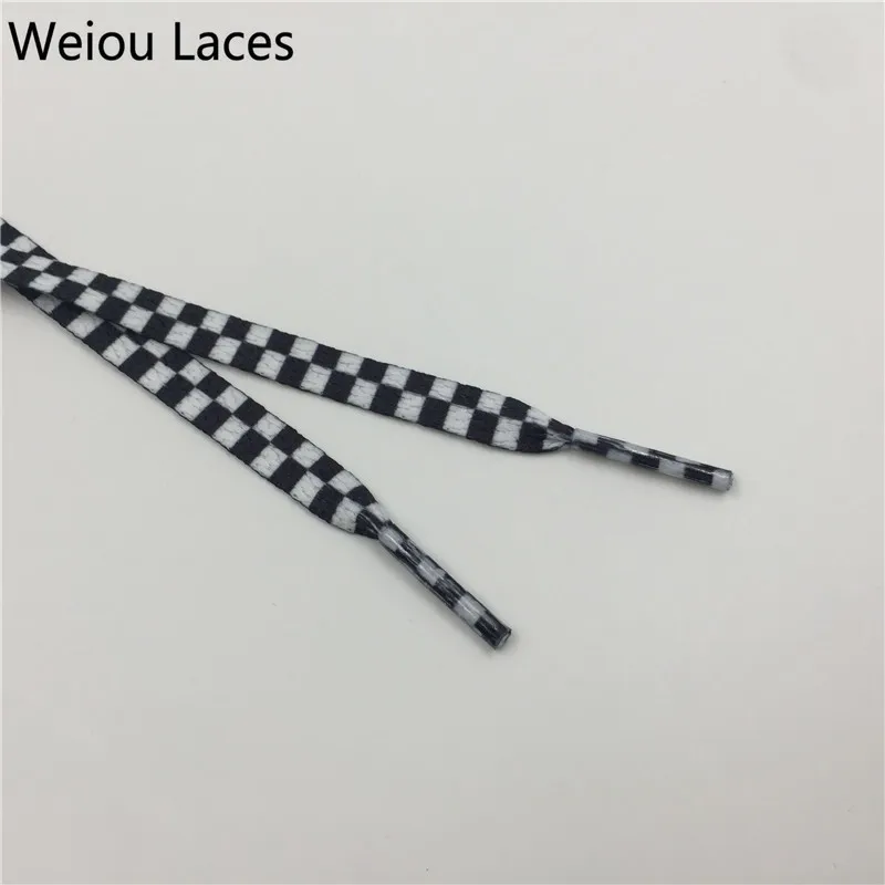 Weiou Flat Black White Red Blue Grid Shoe Lace String Sublimated Printing Polyester Checkered Digital Print Shoelaces Sneakers