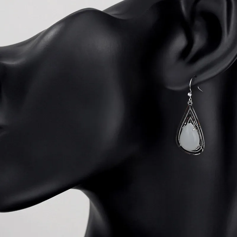 Серьги-подвески Neoglory с белыми стеклянными стразами женские Винтажные Ювелирные