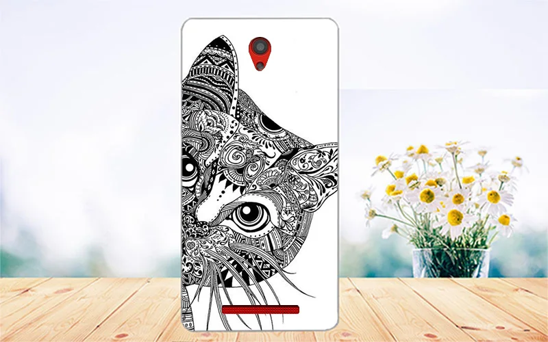 Чехол для Prestigio Muze C7 LTE с рисунком цветов животных и Эйфелевой башни окрашенные