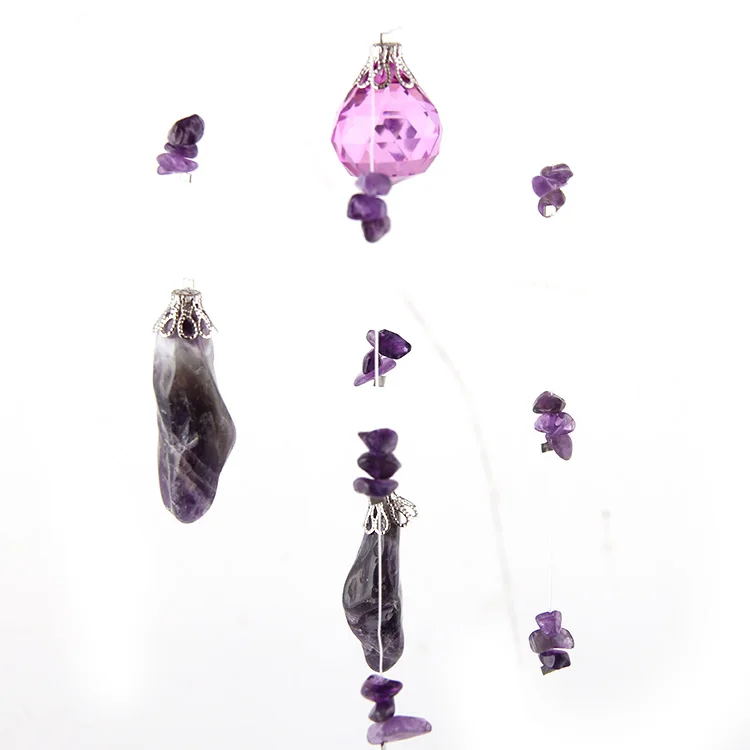 Высокое качество натуральный белый фиолетовый Кристалл кварц 4 Подвески Windchime