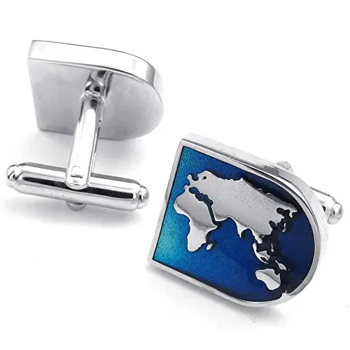 High quality copper material fashion business casual men blue earth pattern Cufflinks Map of the world shirt | Украшения и