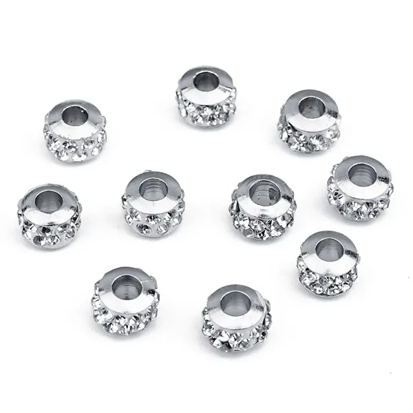 white 7X5mm 20 шт, 3 мм, 5 мм, бусины с отверстиями, цвета: золотистый, серебристый, темно-черный, круглые бусины с кристаллами 9*7 мм, 7*5 мм для ювелирных изделий - Цвет: white 7X5mm