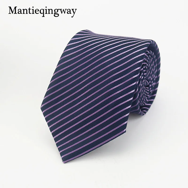 Mantieqingway фиолетовый полосатый стиль полиэстер Шелковый Галстуки 8 см Тонкий