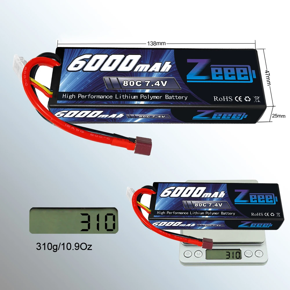 Zeee 6000 мАч RC LiPo батарея для RC 2S 80C LiPo 7,4 В с декантами T Разъем для RC автомобиля грузовик Танк Losi Traxxas Slash Truggy