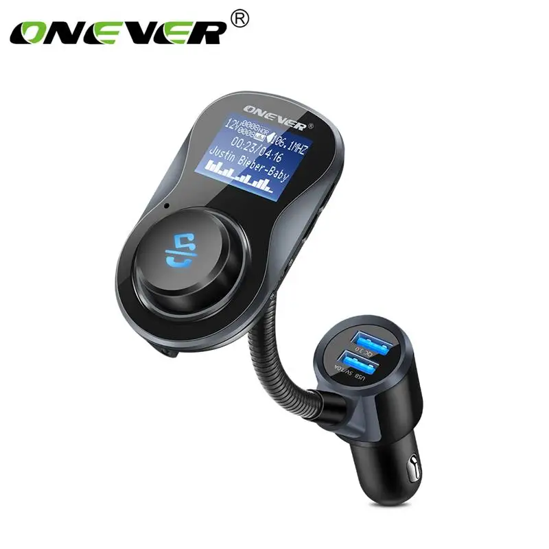Bluetooth FM передатчик модулятор громкой связи Автомобильный MP3-плеер с QC3.0 двойной
