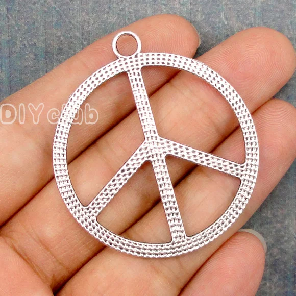 20pcs Peace амулеты античное серебро Большая подвеска &quotзнак мира&quot Подвеска 47x42