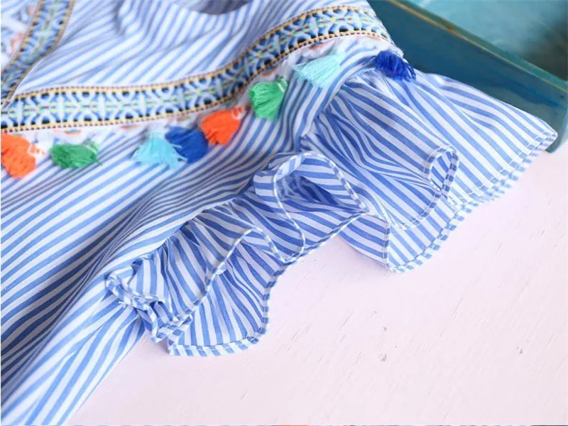 BibiCola Summer Girls Dress Brand Kids Dresses for Clothes Vestiods Striped Christmas Princess Children | Детская одежда и обувь