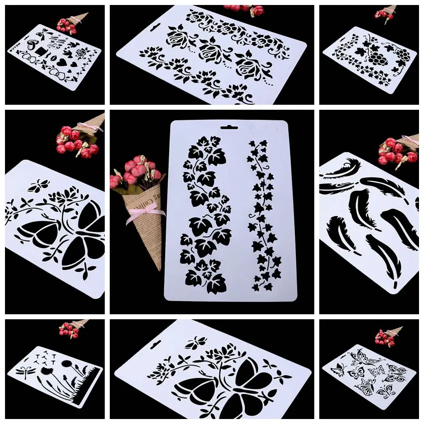 1 шт. трафареты для украшения стен|Вырубные штампы| |