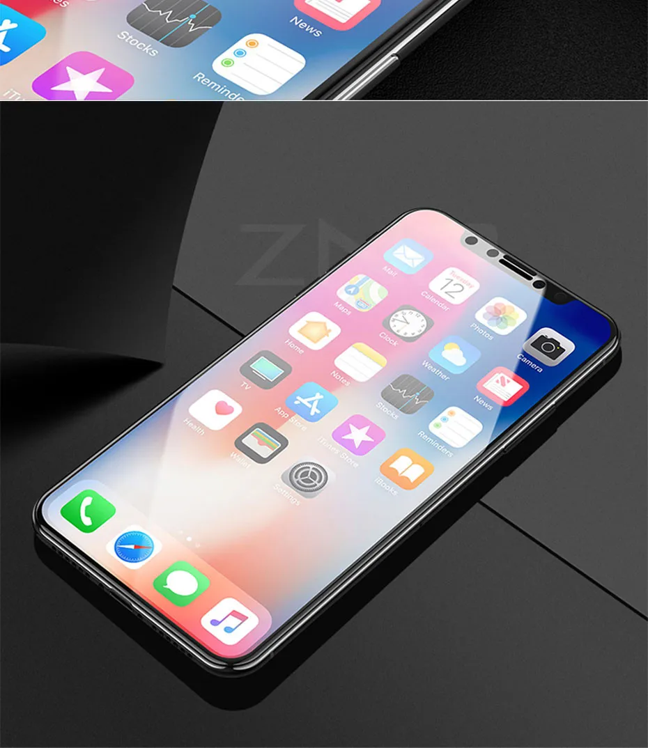 ZNP 5D полная защита экрана с закругленными краями для iPhone X 10 полное покрытие закаленное стекло на iPhone X 10 Защитная стеклянная пленка