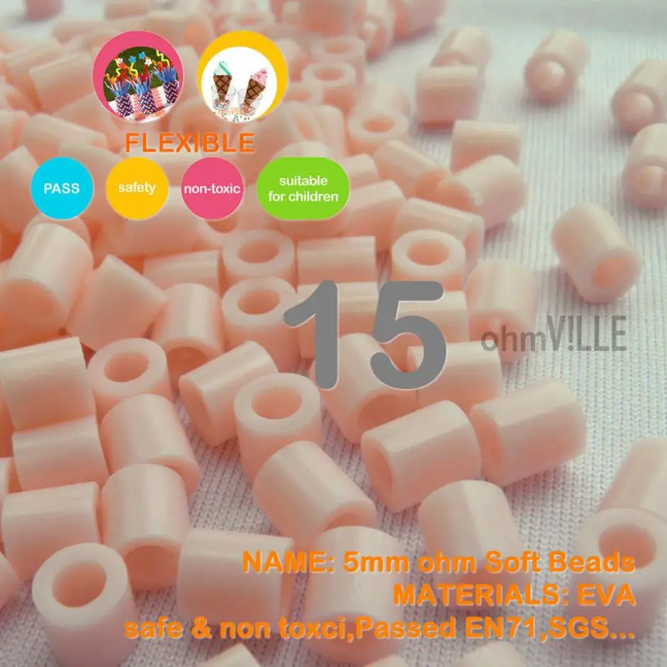 5мм МЯГКИЕ гибкие ohm бусы (ID.:15) средних размеров Perler Hama сплавляемые Производство