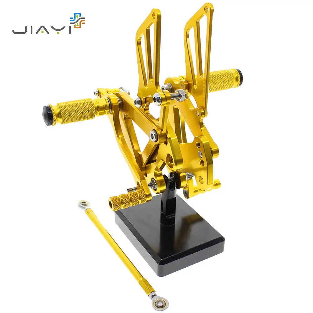 CNC Billet Adjustable Rearset Foot Pegs Pedals Rest Rear set Racing For Kawasaki Ninja ZX9R ZX 9R 9 R 1998-2003 99 00 01 02 Gold |