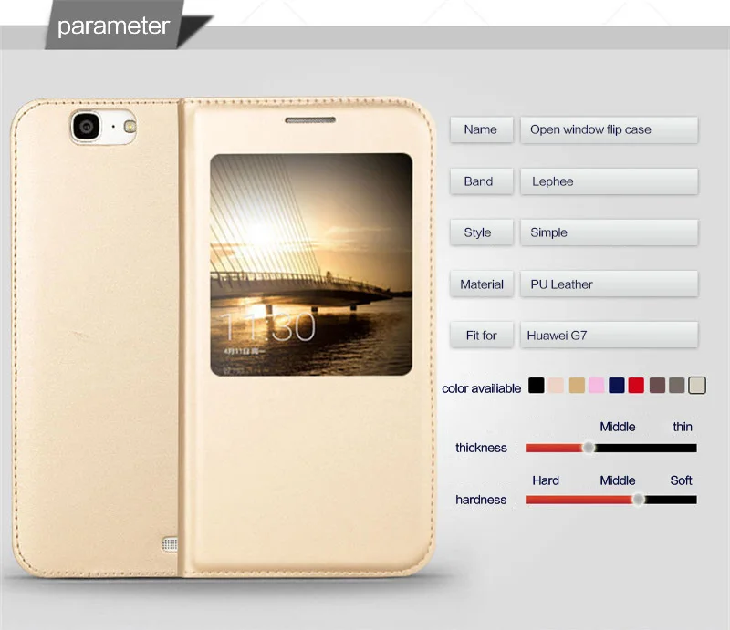 LEPHEE для huawei Ascend G7 чехол для huawei G7 C199 откидной Чехол кожаный чехол с окошком для просмотра полный G7 защитный чехол s 5,5"