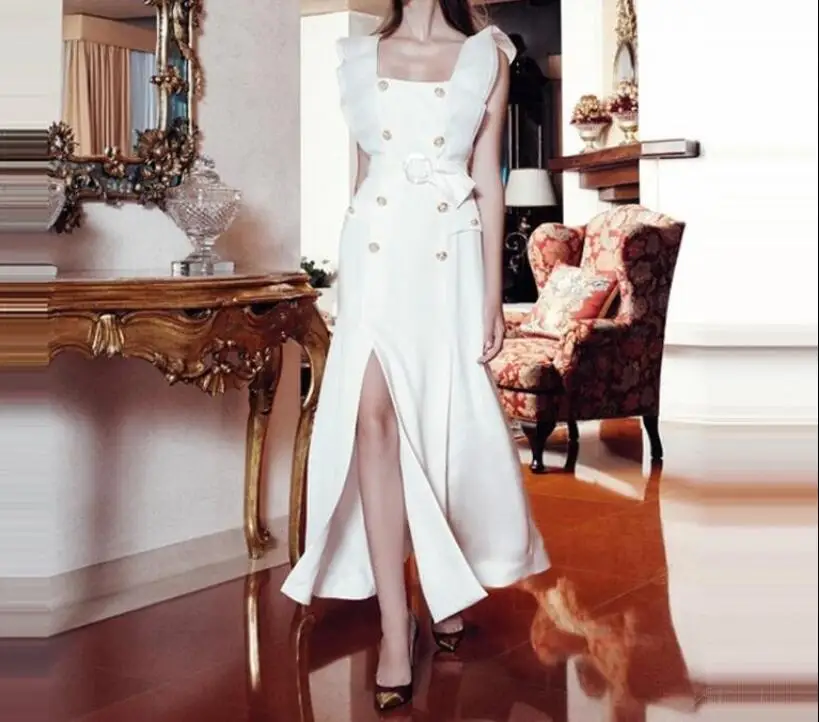 Платье женское вечернее белое/Черное пикантное модное элегантное высокого