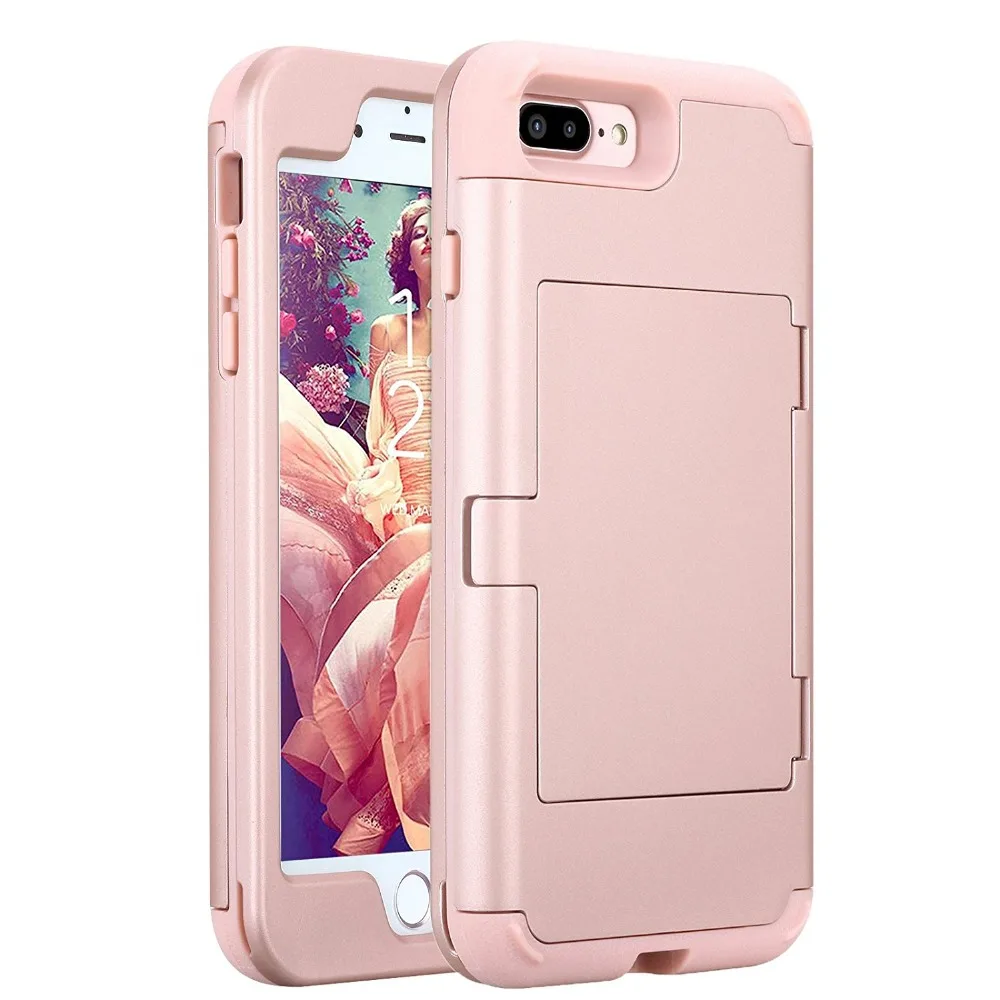 Shockproof Phone Case For iPhone 6 6S Plus Luxury Wallet Card Holder Mirror Anti-Knock Cover |