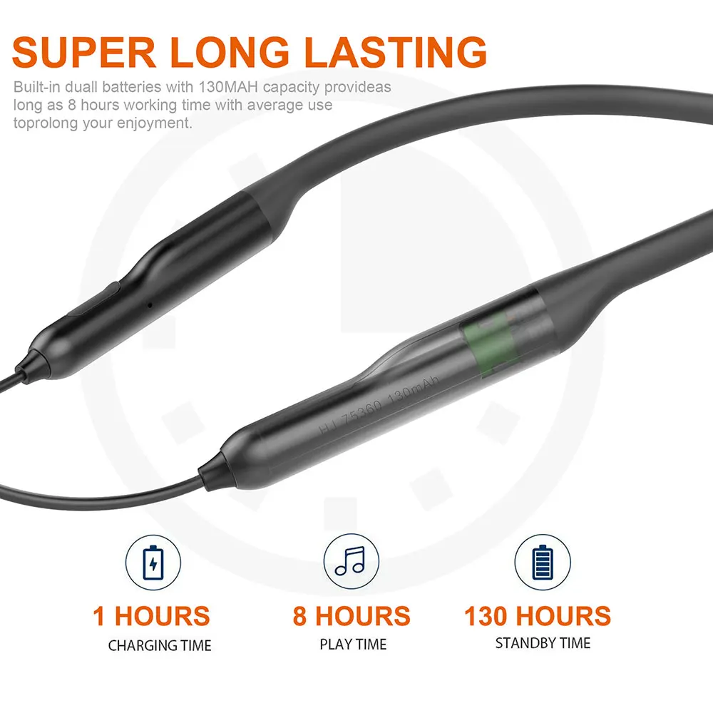 Шеи монтажа гарнитуры Стерео Магнитная гарнитура снижение шума B T Bluetooth 5 0 Ipx4