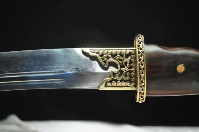Chinese Han Dynasty Style Longquan Sword Single Groove Steel Ebony Sharp Scabbard Inlayed Blue Stone Hilt Katana Metal gift |