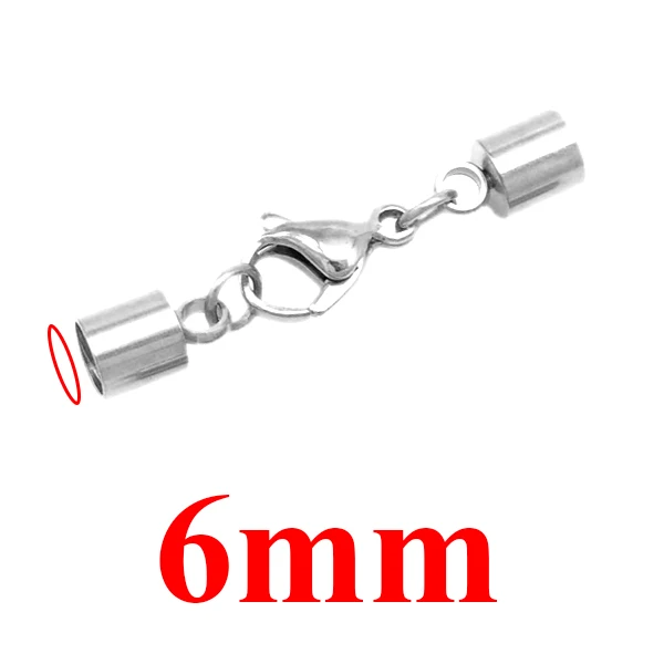 silver 6mm 5 шт./лот застежка-карабин из нержавеющей стали застежка-карабин Золотой/Серебряный тон пряжка кожаный шнур замок для DIY кожаный браслет Изготовление ювелирных изделий - Цвет: silver 6mm