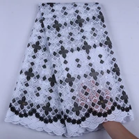 blackwhite african dry lace fabrics high quality milk silk lace fabric for wedding latest stoned french mesh lace fabrics 1656