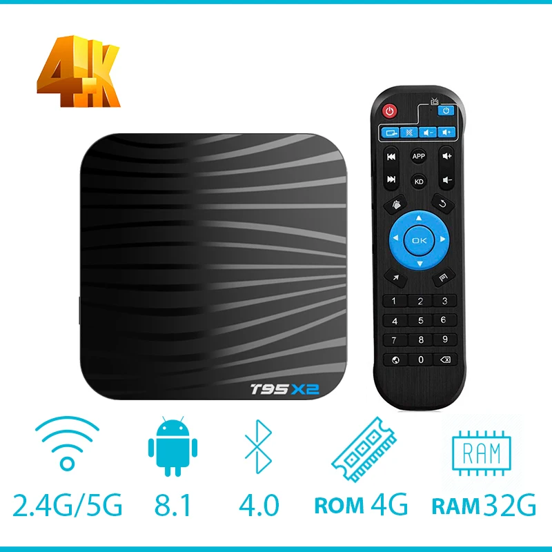 ТВ-приставка T95X2 Android 8 1 Amlogic S905X2 четырехъядерный медиаплеер USB 3 0 2 4g WiFi H.265 4 k HD