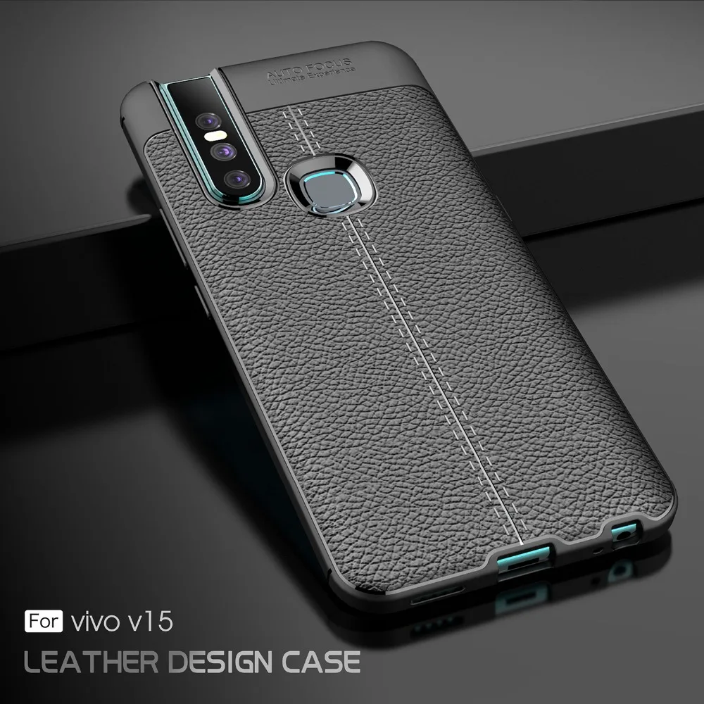 ДЛЯ Vivo V15 V15pro чехол Pro кожаная Текстура силиконовая мягкая Задняя накладка чехла