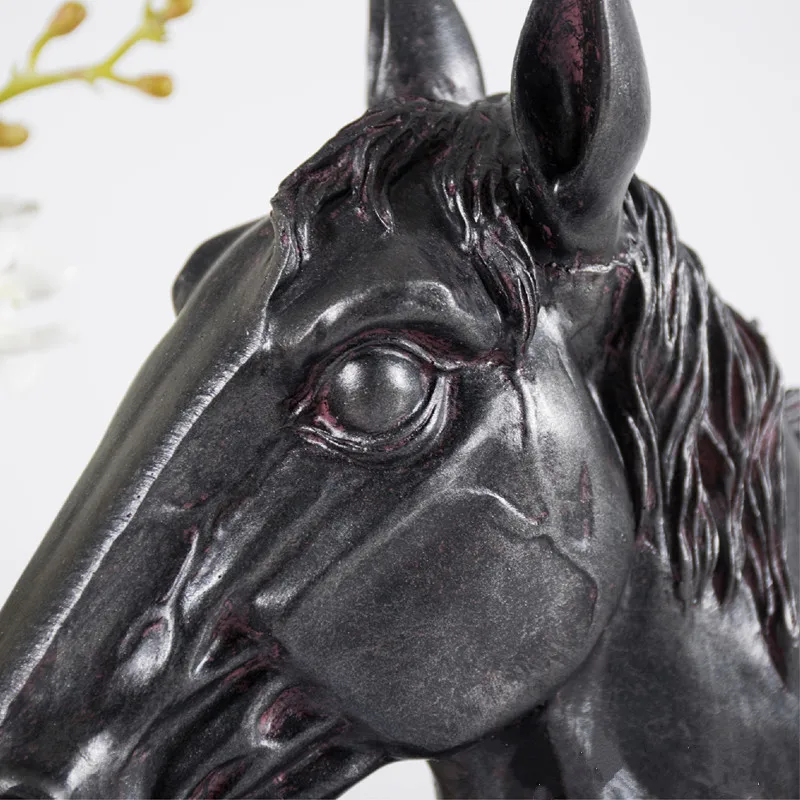 

Resin Decorative Horse Head Statues Animals Figurine Art&Craft European Style Living Room Office Ornaments R660