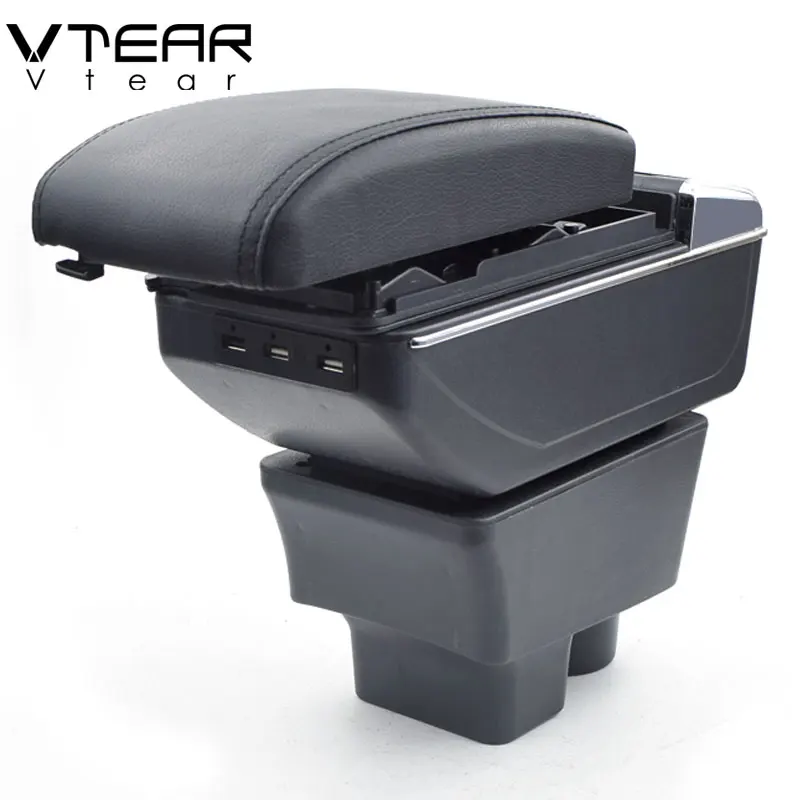 Vtear для Skoda Rapid, аксессуары, подлокотник, коробка, Кожаная подставка для рук, usb, для хранения, для автомобиля-Стайлинг, украшение, центральная консоль, автомобильный шкода рапид