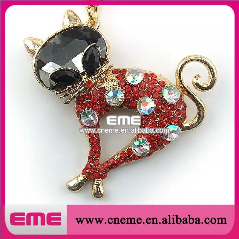 Дизайн так милый Cat форма красный цвет горный хрусталь кулон | Украшения и