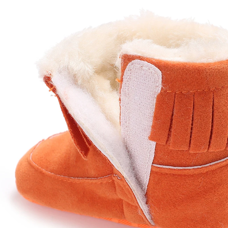 

Winter New Cute Fringe Flock Baby Snow Boots Worm Winter Baby Shoes Toddler First Walkers