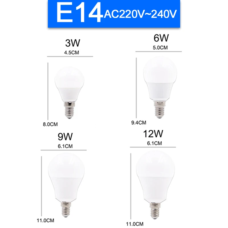 E27 Светодиодный светильник E14 3 Вт 6 9 12 16 SMD2835 AC 220 В 240 Светодиодная лампа кукуруза