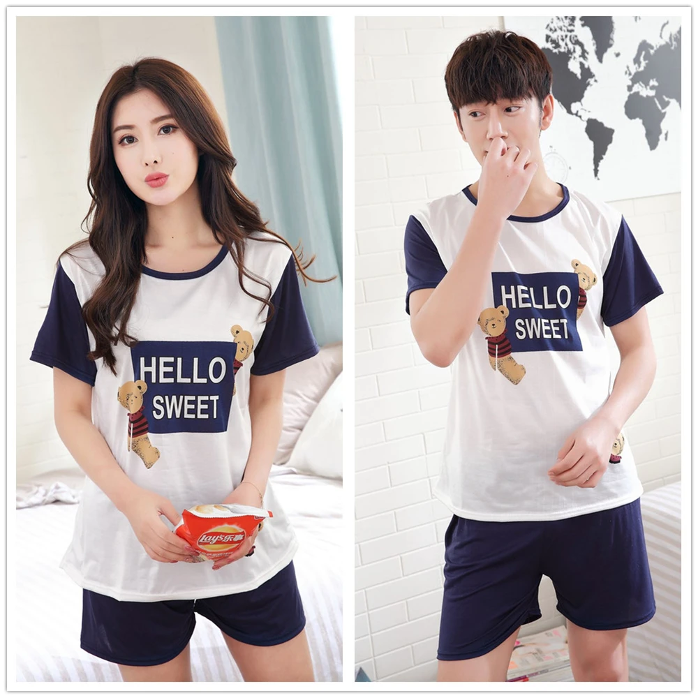 Милая Мужская и женская пижама из молочного волокна устанавливает ночную