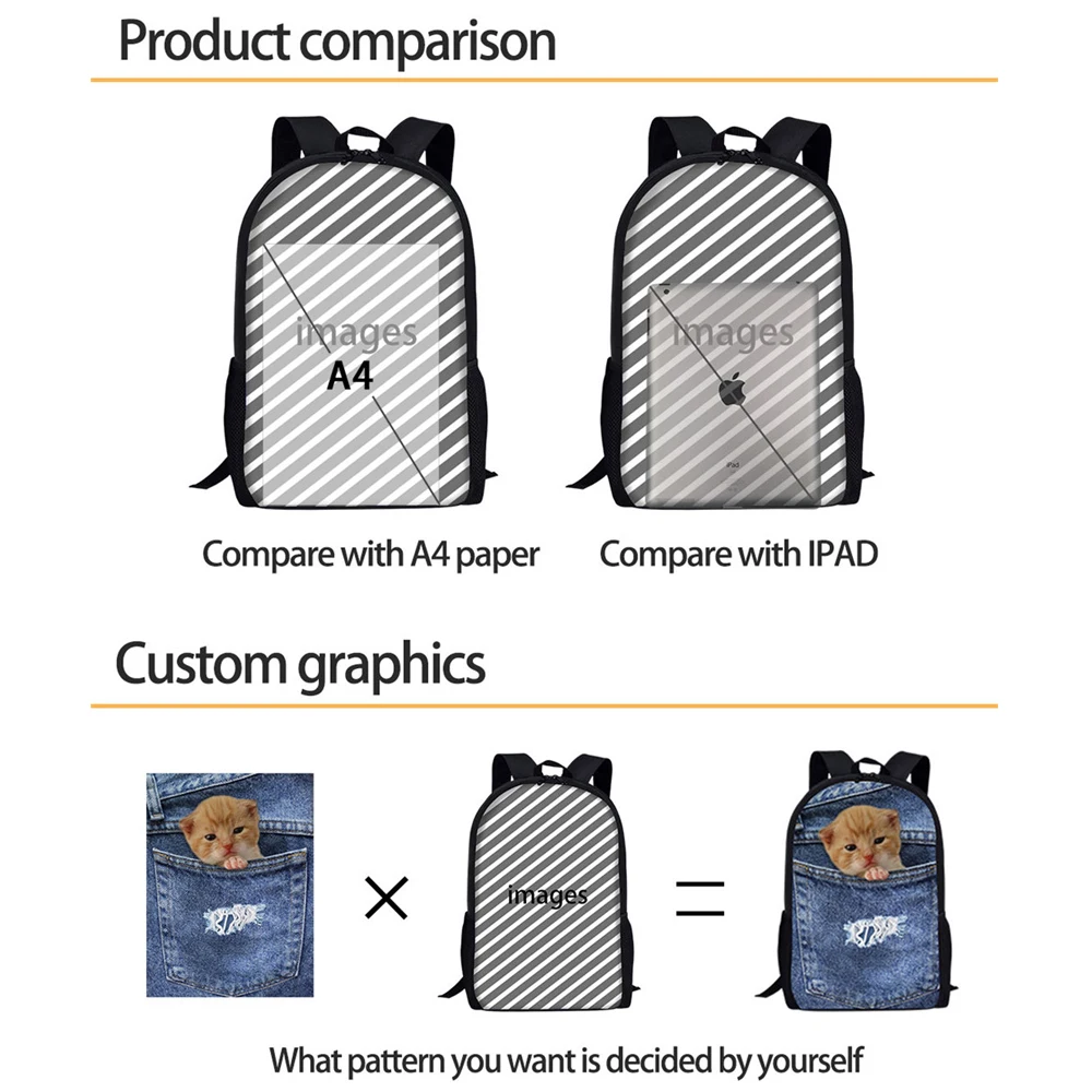 FORUDESIGNS Funny 3D Cat Reflection Tiger Printing Christmas School Bags Backpack for Girls Boys Large Student Book Bags School