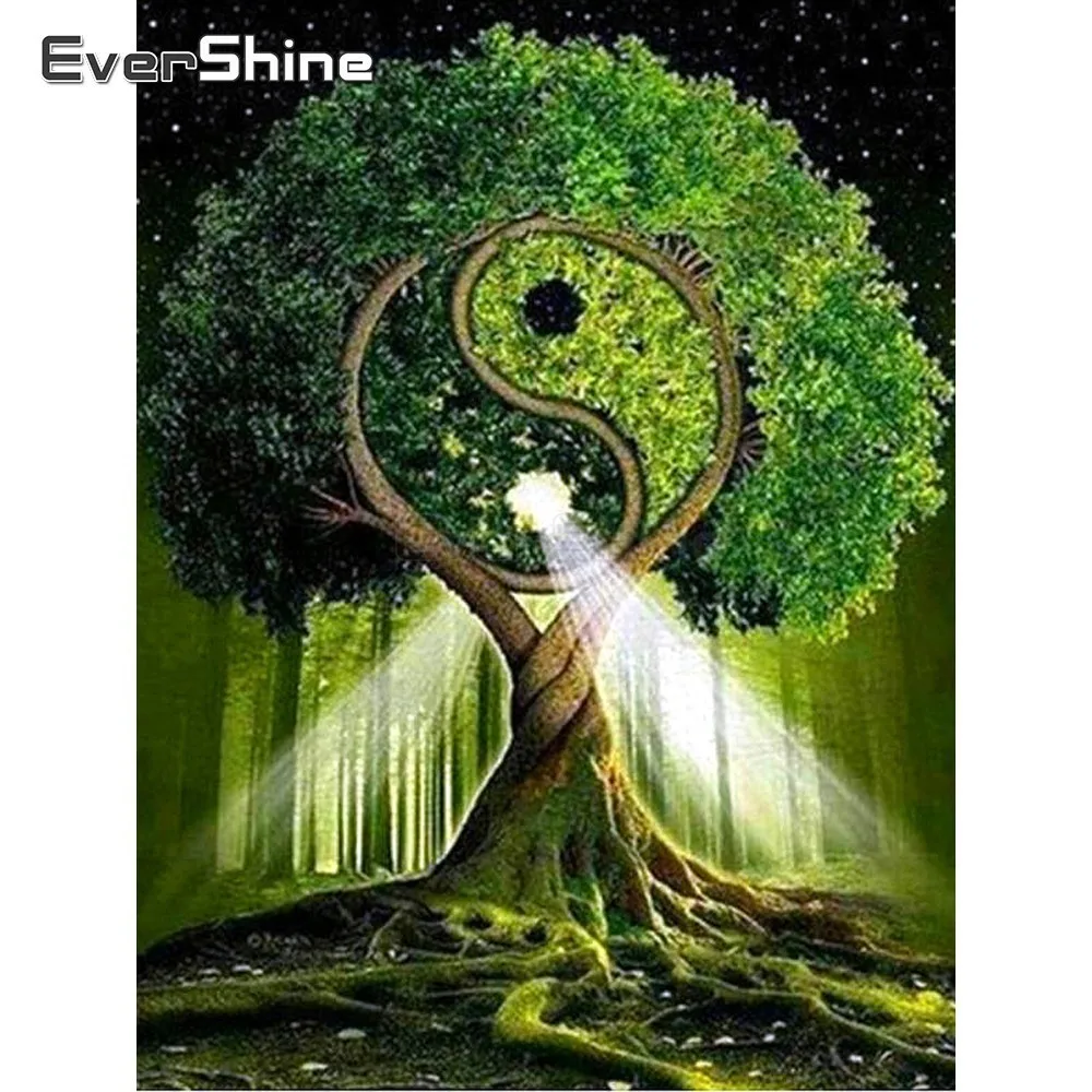 EverShine DIY 5D Алмазная мозаика полная раскладка дерево роспись бриллиантовыми стразами Вышивка крестом Алмазная полный набор пейзажей