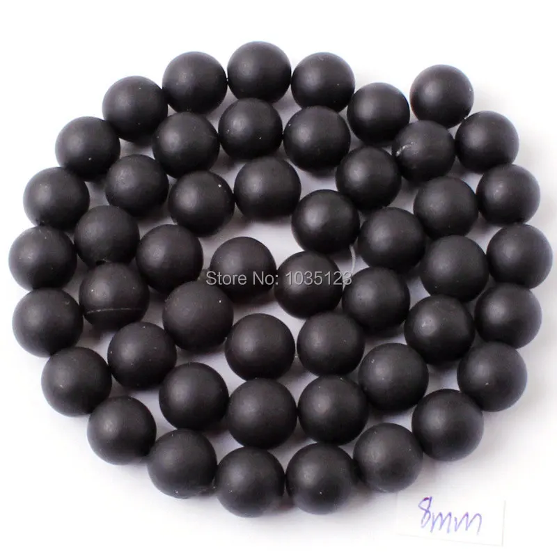 High Quality Round Natural Agates Frosted Black Bracelet Necklace Jewelry Gems Beads 38cm 4 6 8 10 12 14 16 18 20mm wj55 | Украшения и