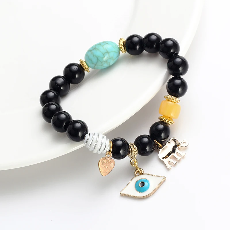 MEIBEADS винтажные натуральный камень бусины браслет Evil Eye & для женщин День Рождения