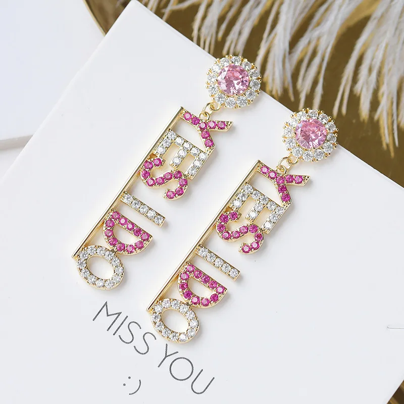 SWOUR Новый Модные украшения S925 серебряные иглы Циркон CZ разноцветные Crystal Письмо