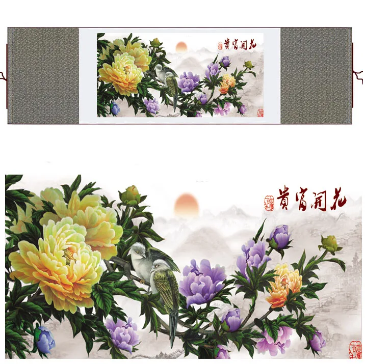 Китайская традиционная живопись птиц в воде шелковая прокрутка раскраска с