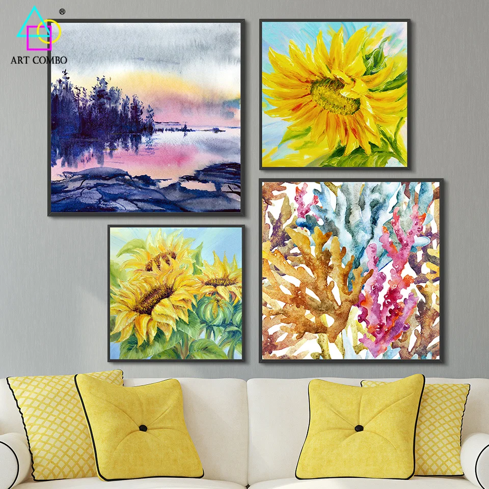 Unframed Красивый Коралловый Цветок Картина Маслом Стены Искусства Picture Home Decor для