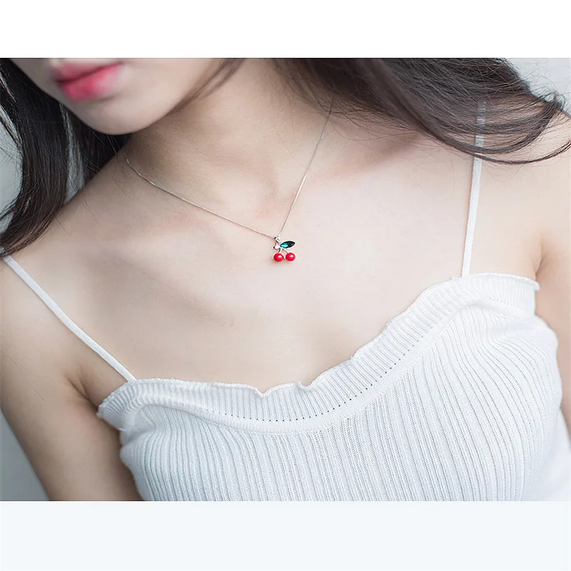 Ожерелье женское из серебра 925 пробы с подвеской в виде вишни | Украшения и