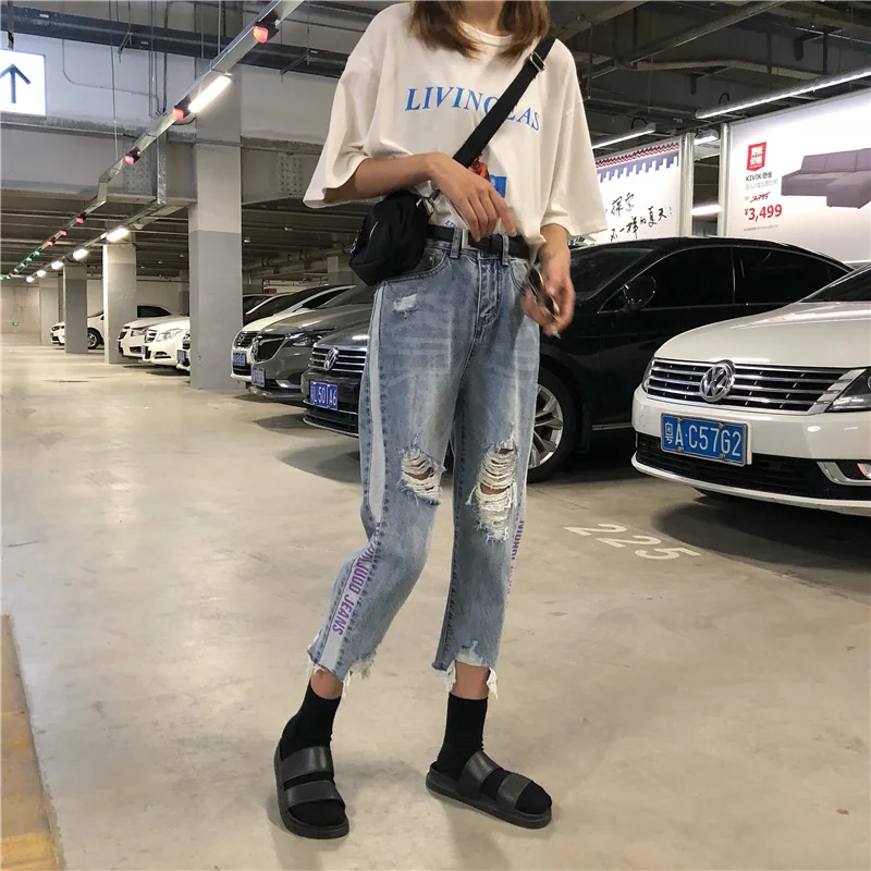 HziriP вышивкой рваные Промытые джинсы женские 2018 Новое прибытие Лето Осень Женские