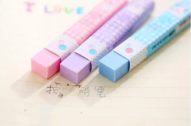 1 шт., Мультяшные Ластики для карандашей, Kawaii, в полоску, резиновые ластики для детей, подарок на приз, для письма, рисования, креативные канцелярские принадлежности, школьные принадлежности