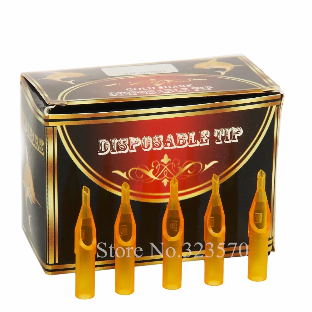 50 шт. 14D Gold Shark одноразовые стерильные для тату Tips Nozzle Supply Diamond Size 14|gold shark|tattoo disposable