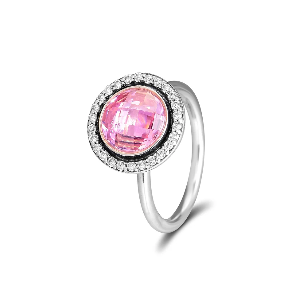 

Блестящие Legacy кольца с розовым кристаллом 100% 925 пробы Серебряные ювелирные изделия, бесплатная доставка