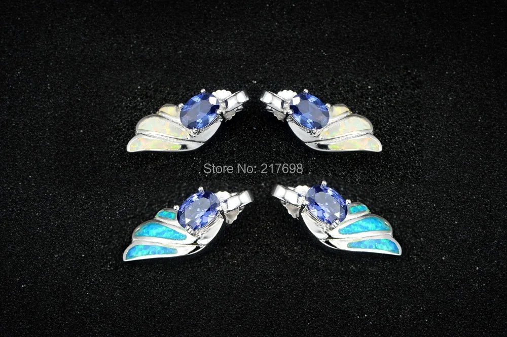 Женские серьги с опалом DORMITH из настоящего серебра голубым белым и красным огнем