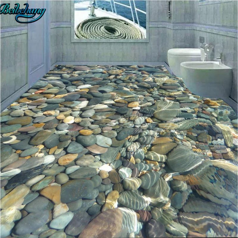 

3D Реалистичная водяная галька beibehang, напольная плитка, декоративная живопись, обои для ванной комнаты, настенное украшение