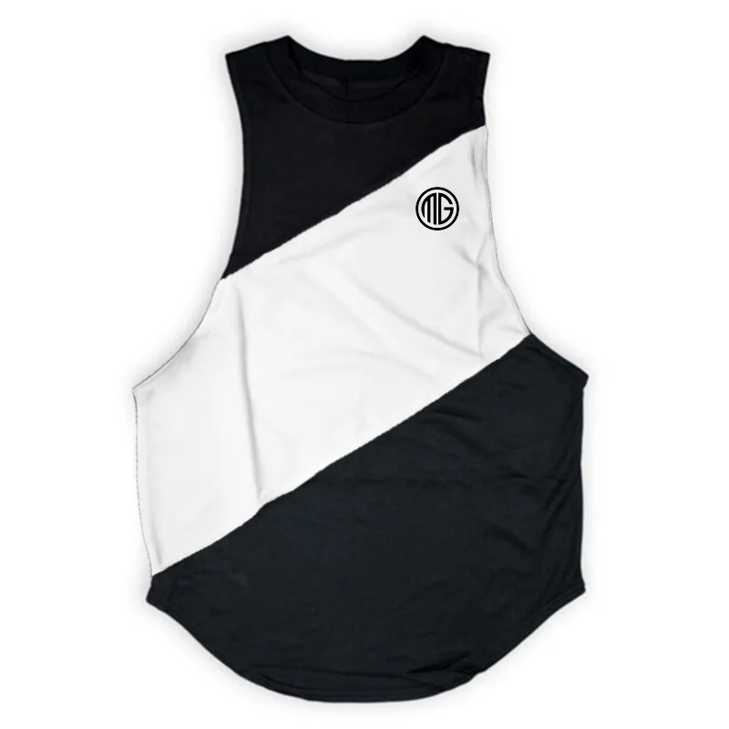 black white vest Жилет для бега, одежда для спортзала, майка для фитнеса с капюшоном, мужская майка для тренировки бодибилдинга, Спортивная майка без рукавов - Цвет: black white vest