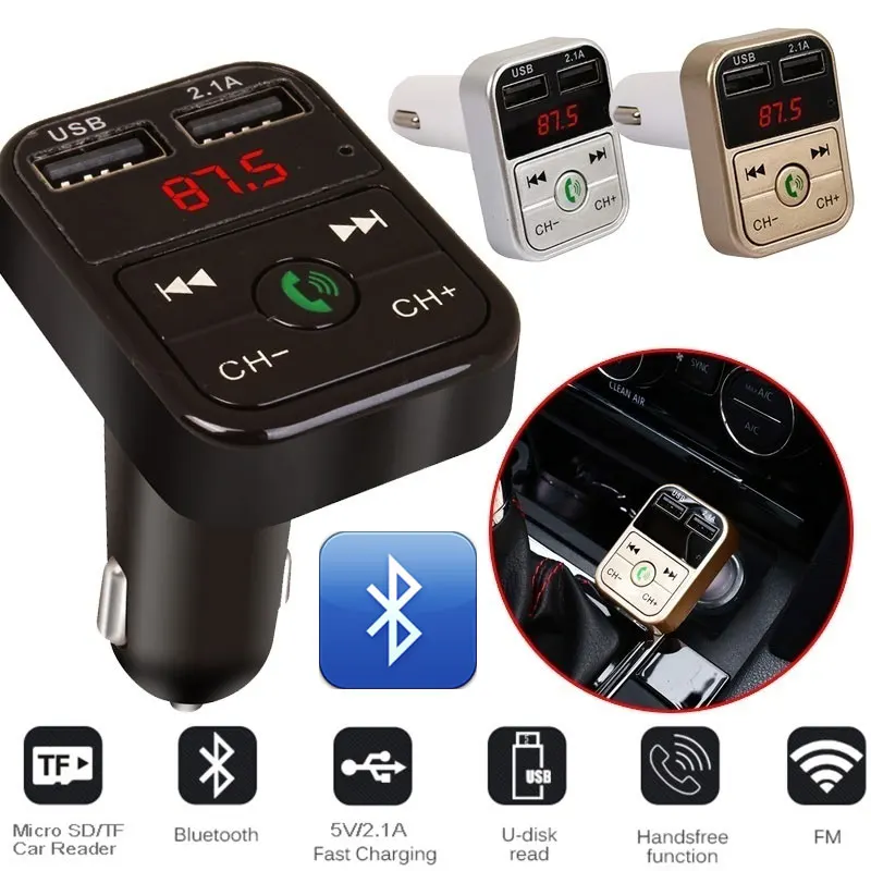 Автомобильное зарядное устройство для мобильного телефона планшета gps Bluetooth Музыка MP3 аудио приемник 2.1A быстрое автомобильное зарядное устройство двойной USB автомобильный телефон плеер адаптер