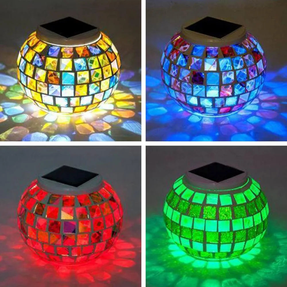 1 шт. перезаряжаемый Ночной светильник мозаичное стекло уличный шар на солнечной